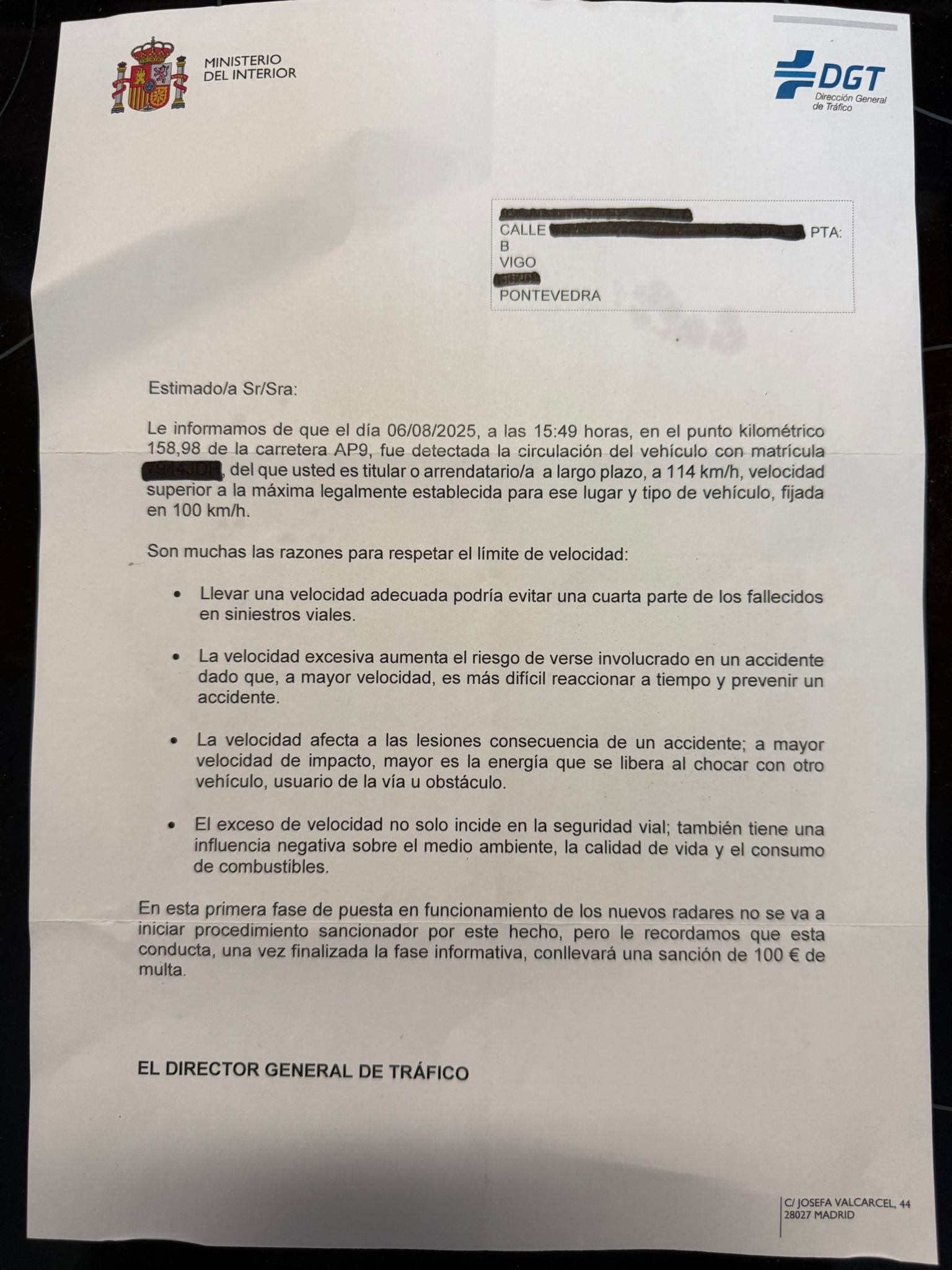 Carta informativa.