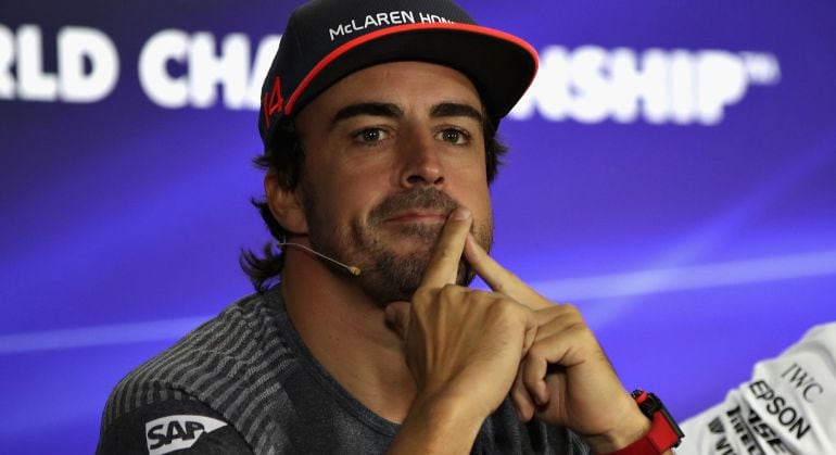 Fernando Alonso, en la rueda de prensa de los pilotos del GP de Singapur.