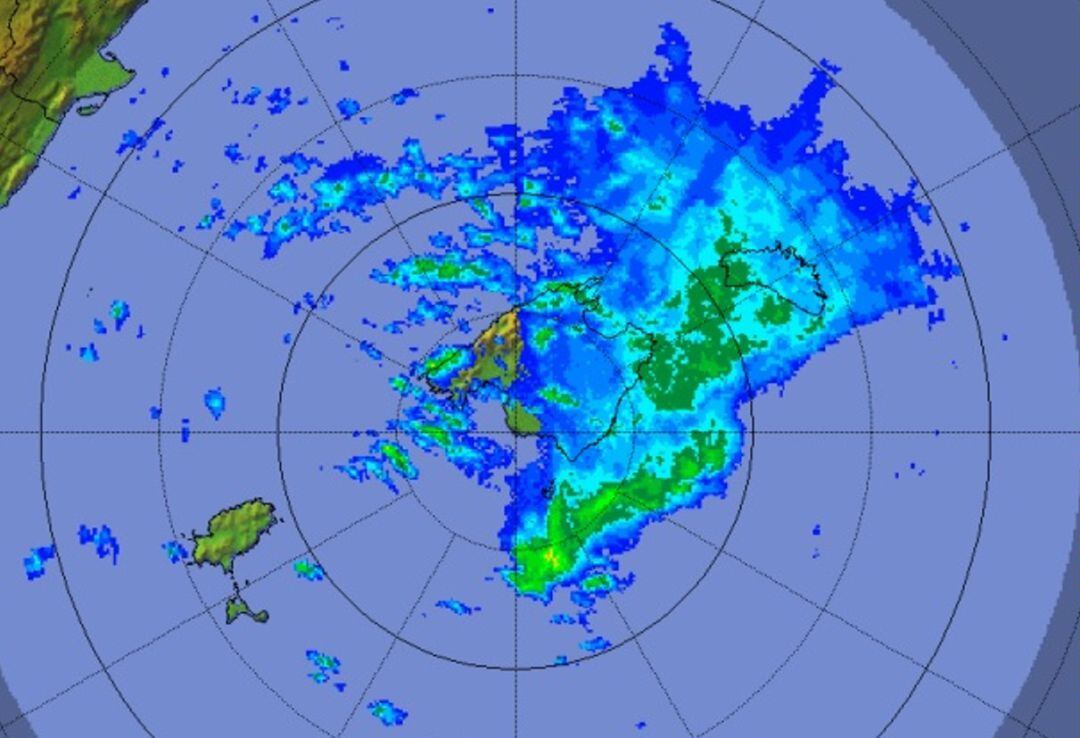 Imagen del radar de la AEMET sobre Balears
