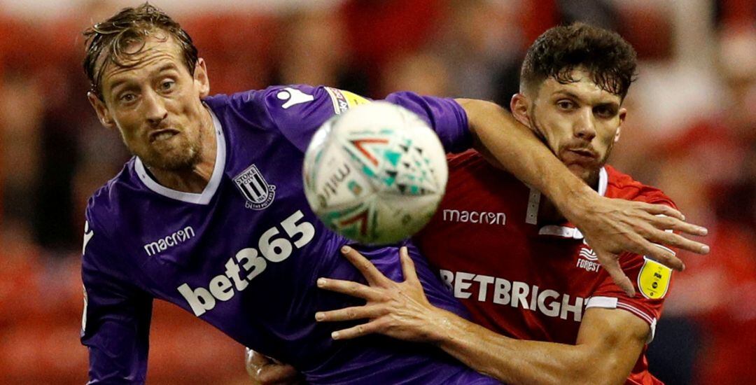 Peter Crouch, durante un partido de la Copa de la Liga con el Stoke City