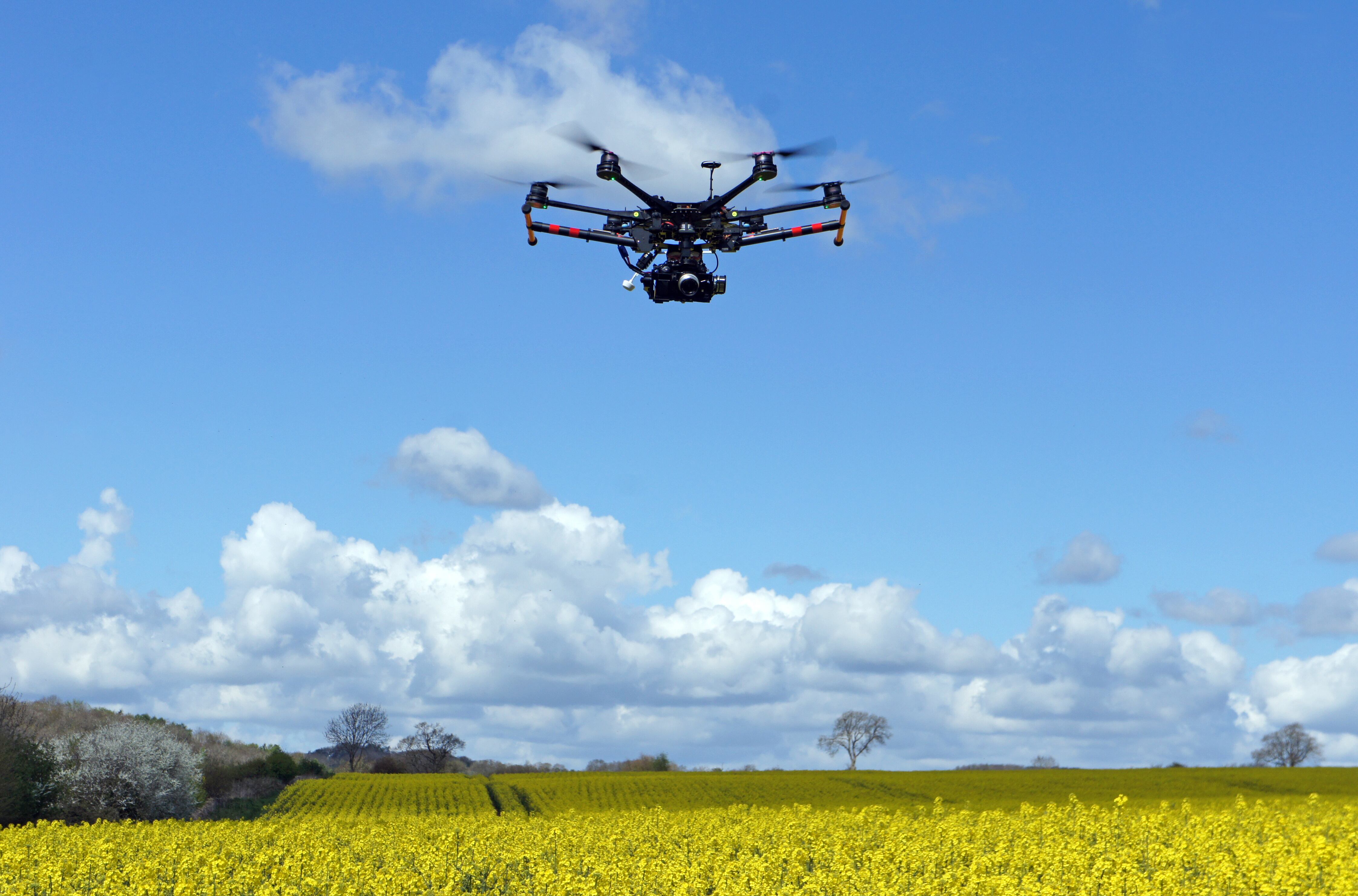 Drone sobrevolando una parcela de cultivo