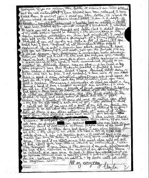 Copia de la carta manuscrita de Kayla Mueller.