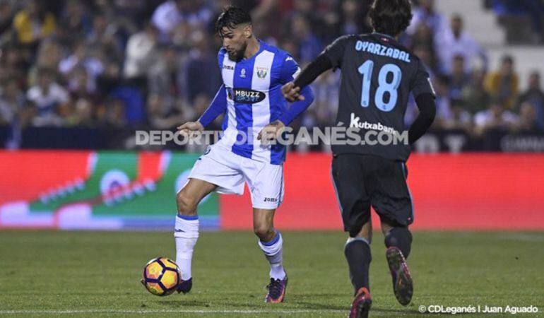 Medjani, durante su partido ante la Real Sociedad