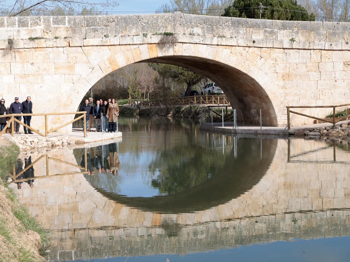 Recuperados los caminos de sirga bajo el puente de las Arcas, en Palencia