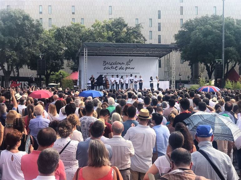 Acto del I aniversario de los atentados yihadistas en Catalunya.