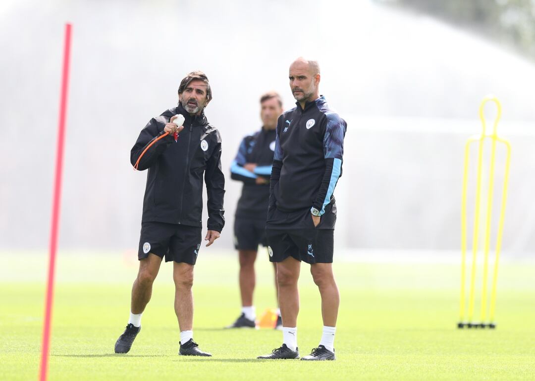 Pep Guardiola, en un entrenamiento de pretemporada del Manchester City.