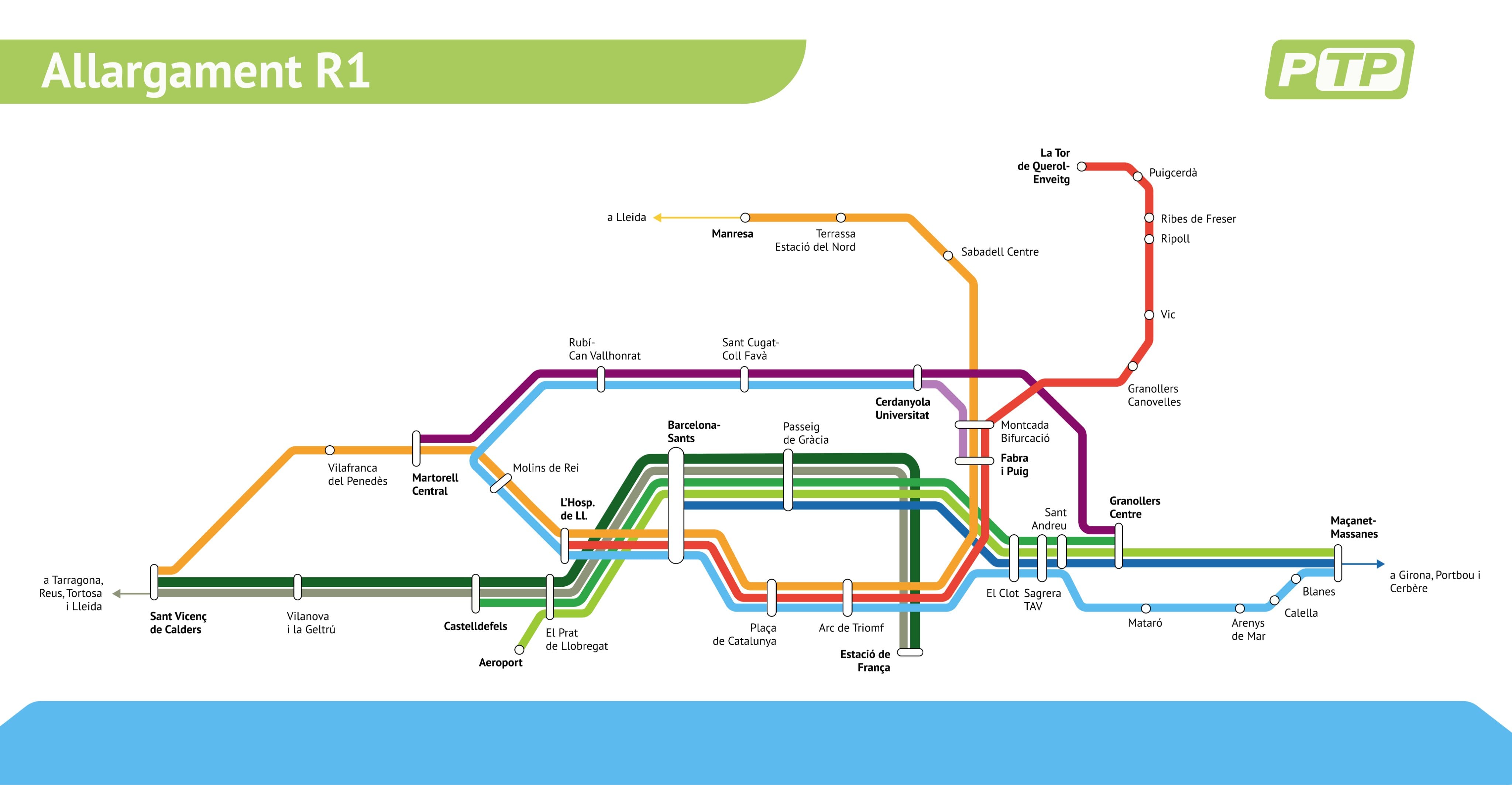 Proposta de la PTP d'allargament de l'R1 fins a Cerdanyola-Universitat