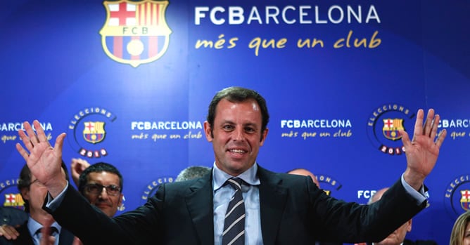 Sandro Rosell, la noche en que se proclamó presidente del F.C. Barcelona, el 13 de junio de 2010.