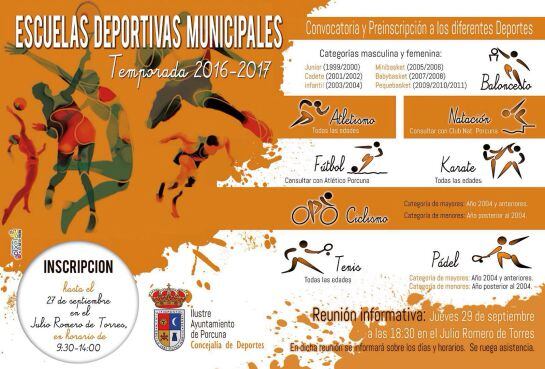 Deportes incluidos en las Escuelas Municipales