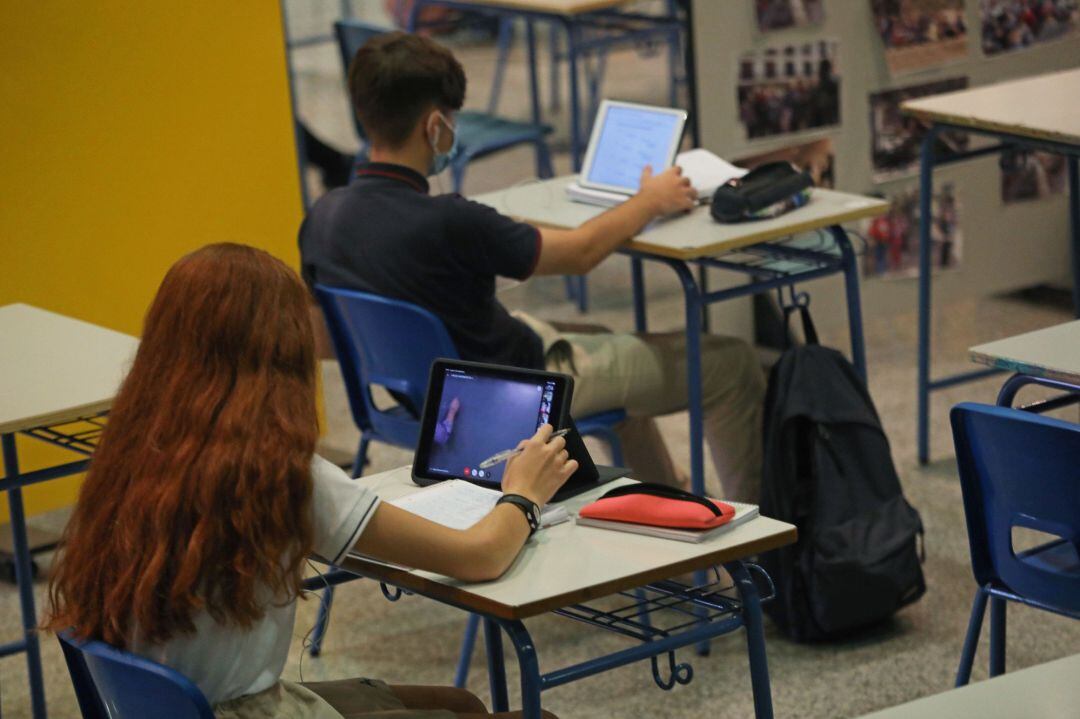 Alumnos atiende desde su ordenador clases virtuales 