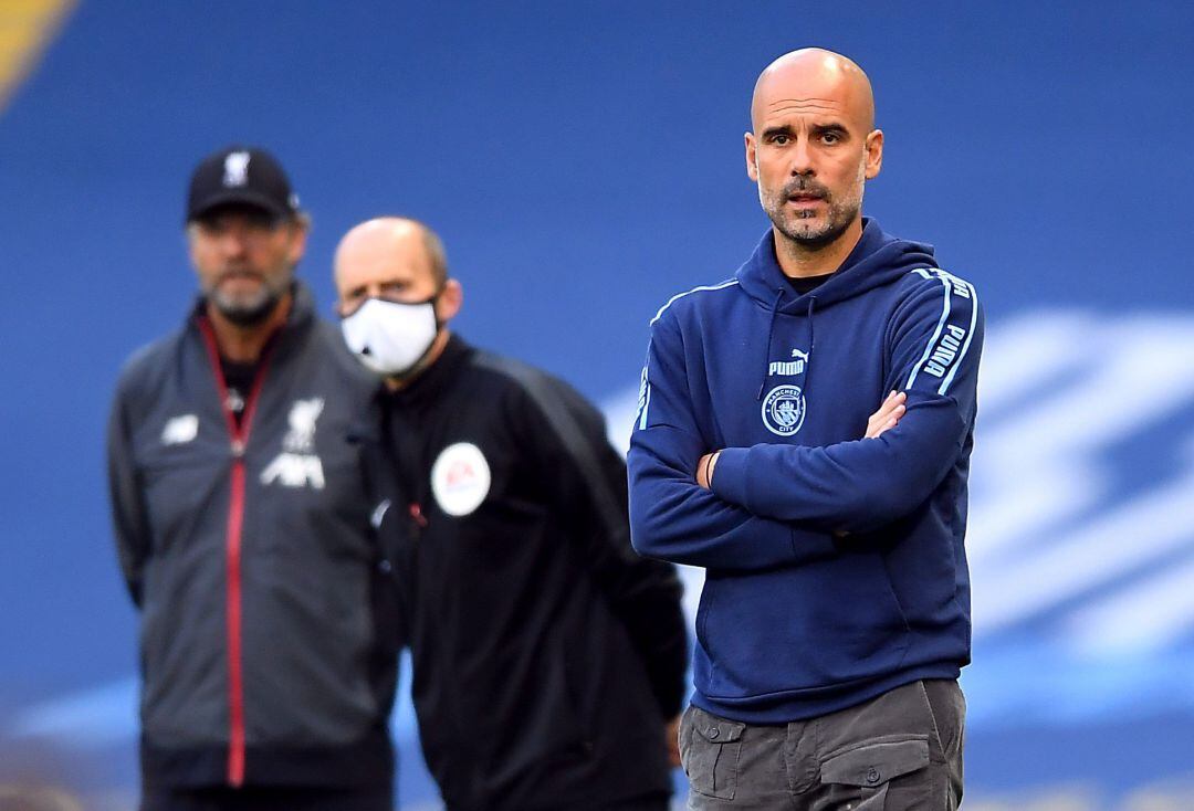 Guardiola, entrenador del City, durante el partido.  
 
 