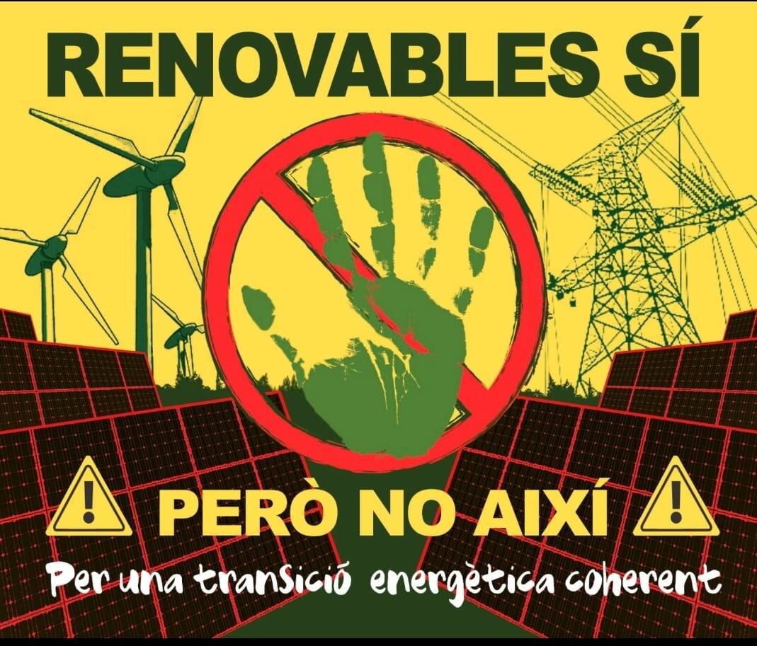 Cartel contra las fotovoltaicas del Centre Excursionista y la Asociación Reconco