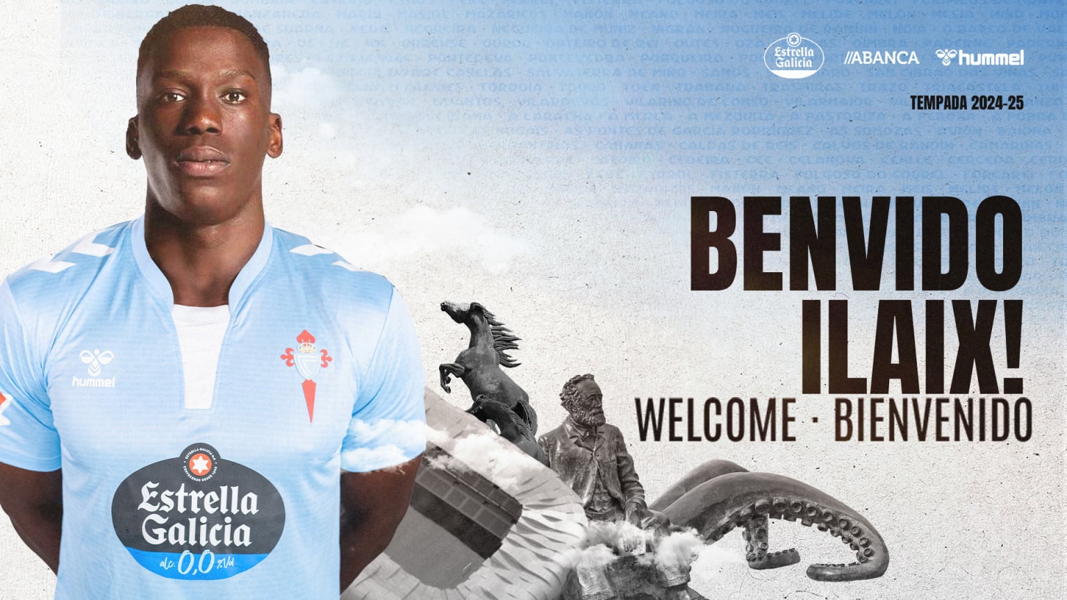 Montaje del Celta para anunciar el fichaje de Ilaix Moriba