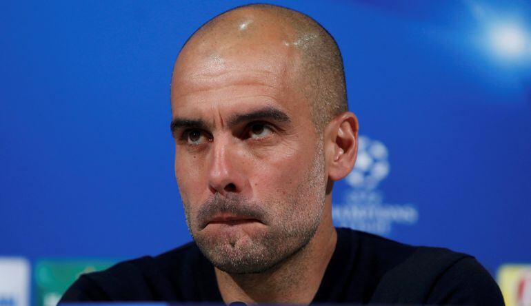 Pep Guardiola en rueda de prensa.