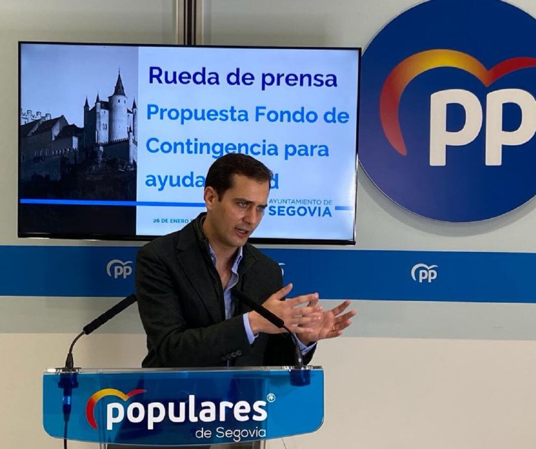 Pablo Pérez, potavoz PP en el Ayuntamiento, en rueda de prensa. Foto Archivo