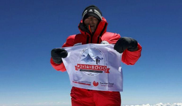 Alberto Zerain en la cumbre del Dhaulagiri la semana pasada.