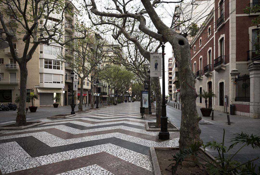 Gandia vacía durante el confinamiento en marzo de 2020 