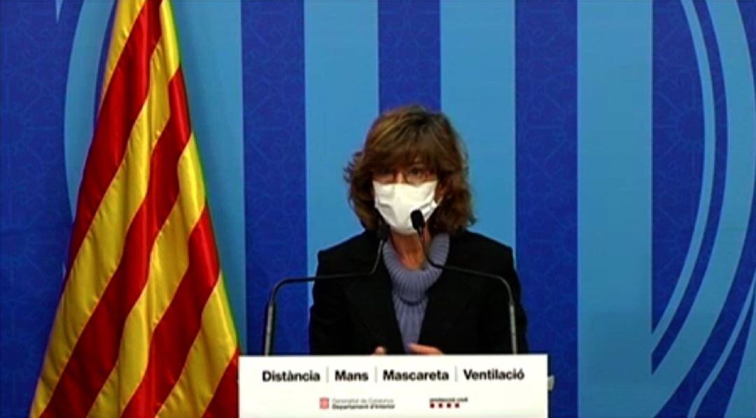 La secretària general d'Interior de la Generalitat, Elisabeth Abad, a la roda de premsa d'avui del Procicat.