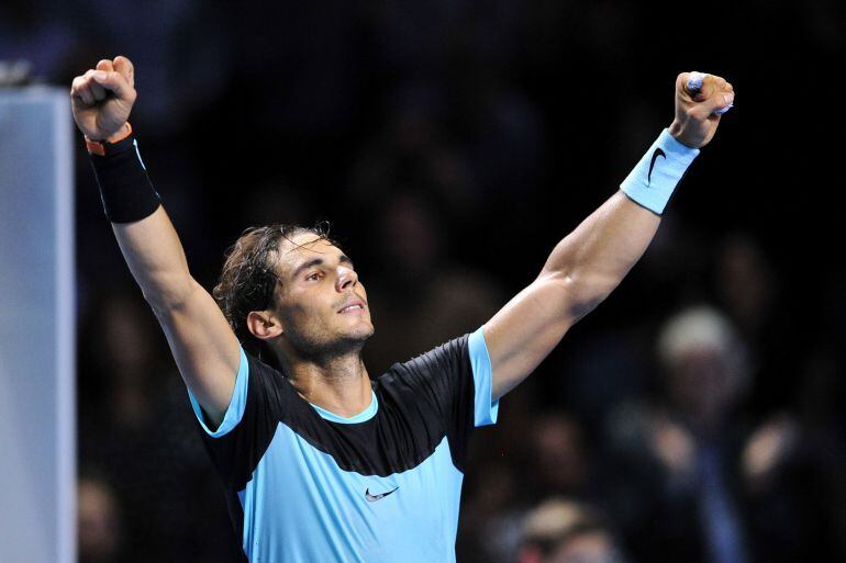 BASEL, SWITZERLAND - OCTOBER 31:  Rafael Nadal of Spain celebrates his victory during the sixth day of the Swiss Indoors ATP 500 tennis tournament against Richard Gasquet of France at St Jakobshalle on October 31, 2015 in Basel, Switzerland.  (Photo by Harold Cunningham/Getty Images)