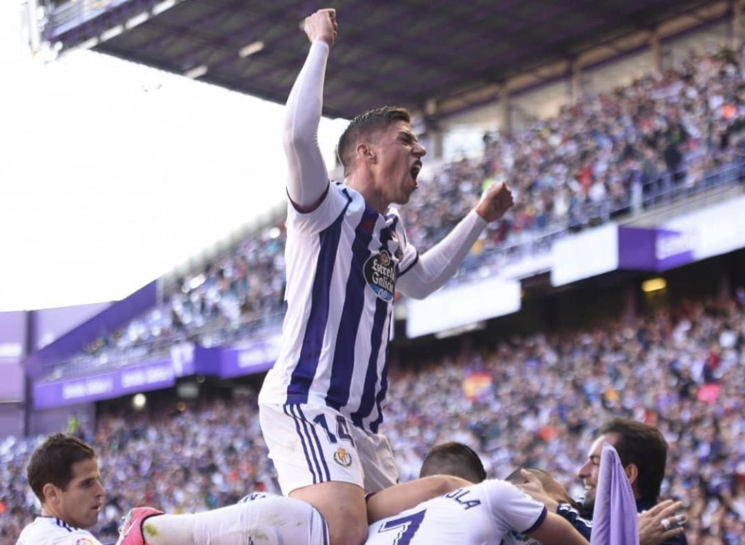 Celebración del gol en Zorrilla