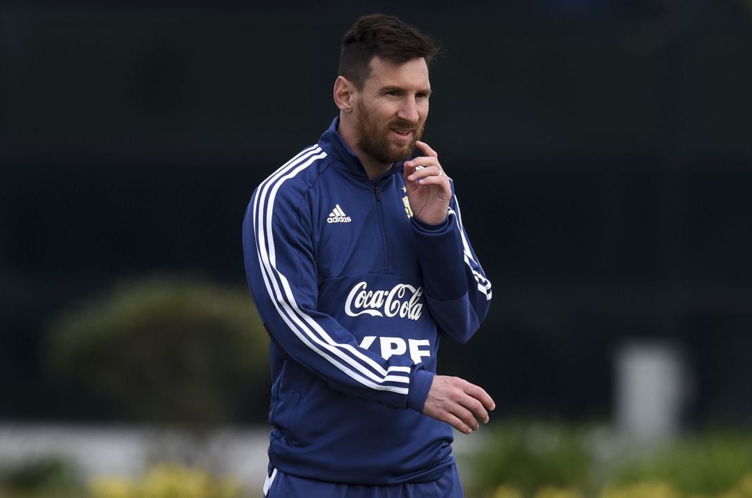 Leo Messi, durante un entrenamiento con la selección argentina