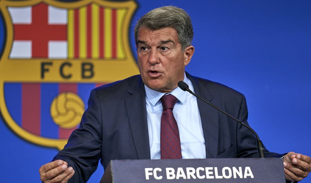 Laporta, durante una rueda de prensa después de la despedida de Leo Messi del FC Barcelona