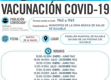 Información de la vacunación de este martes en Guijuelo