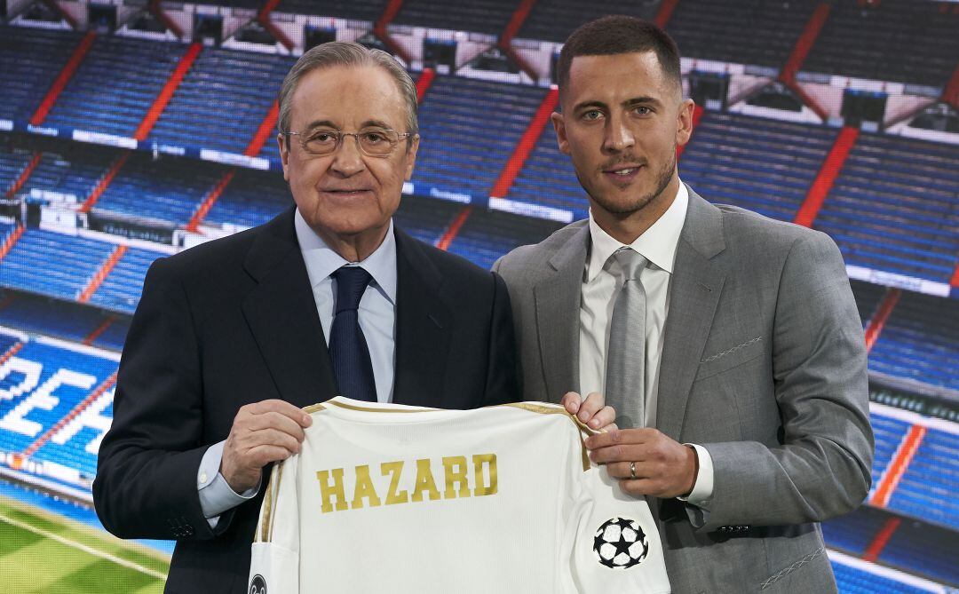 Hazard y Florentino presentan la nueva camiseta del jugador