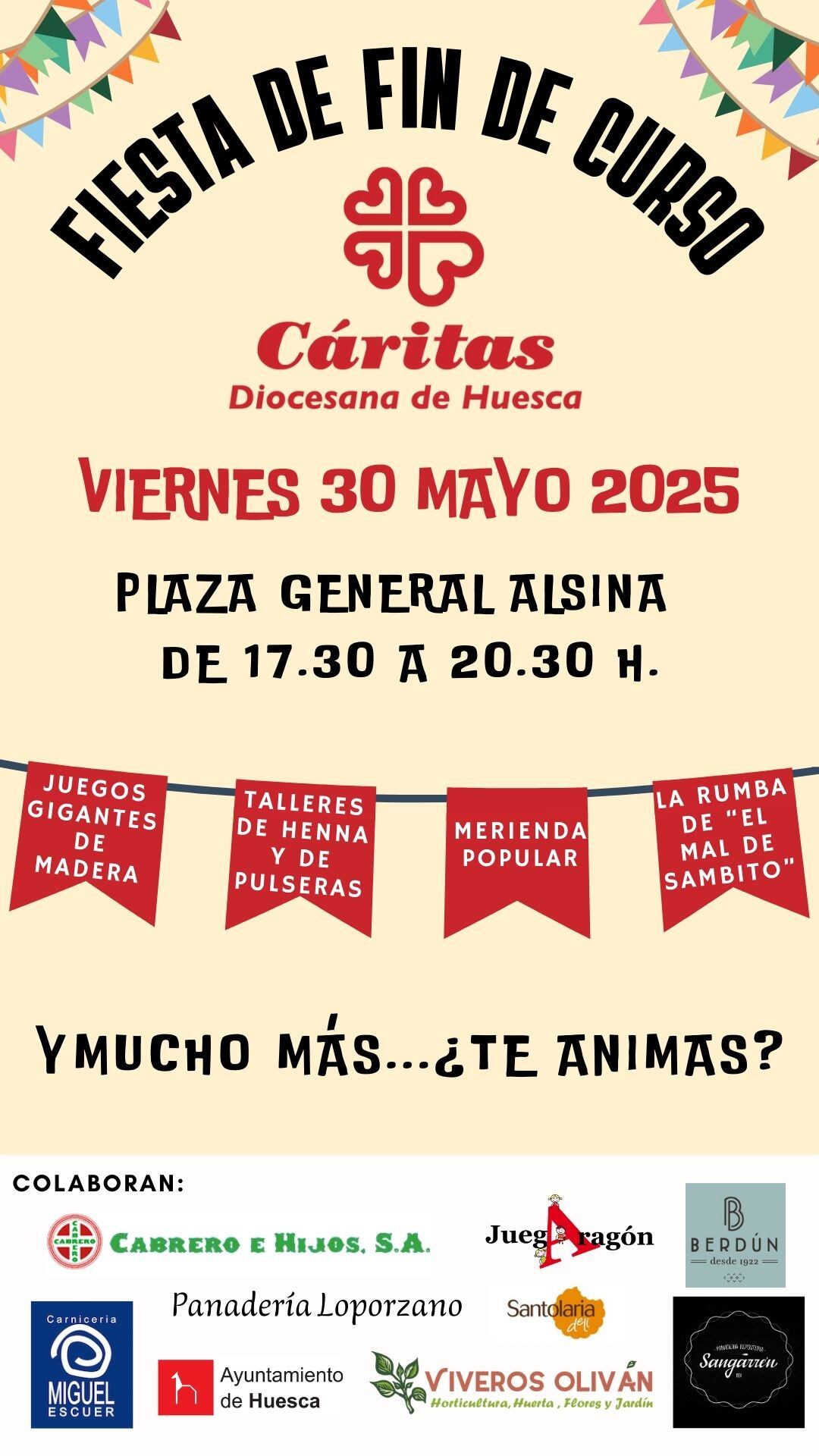 Cartel de la cita con Cáritas Huesca