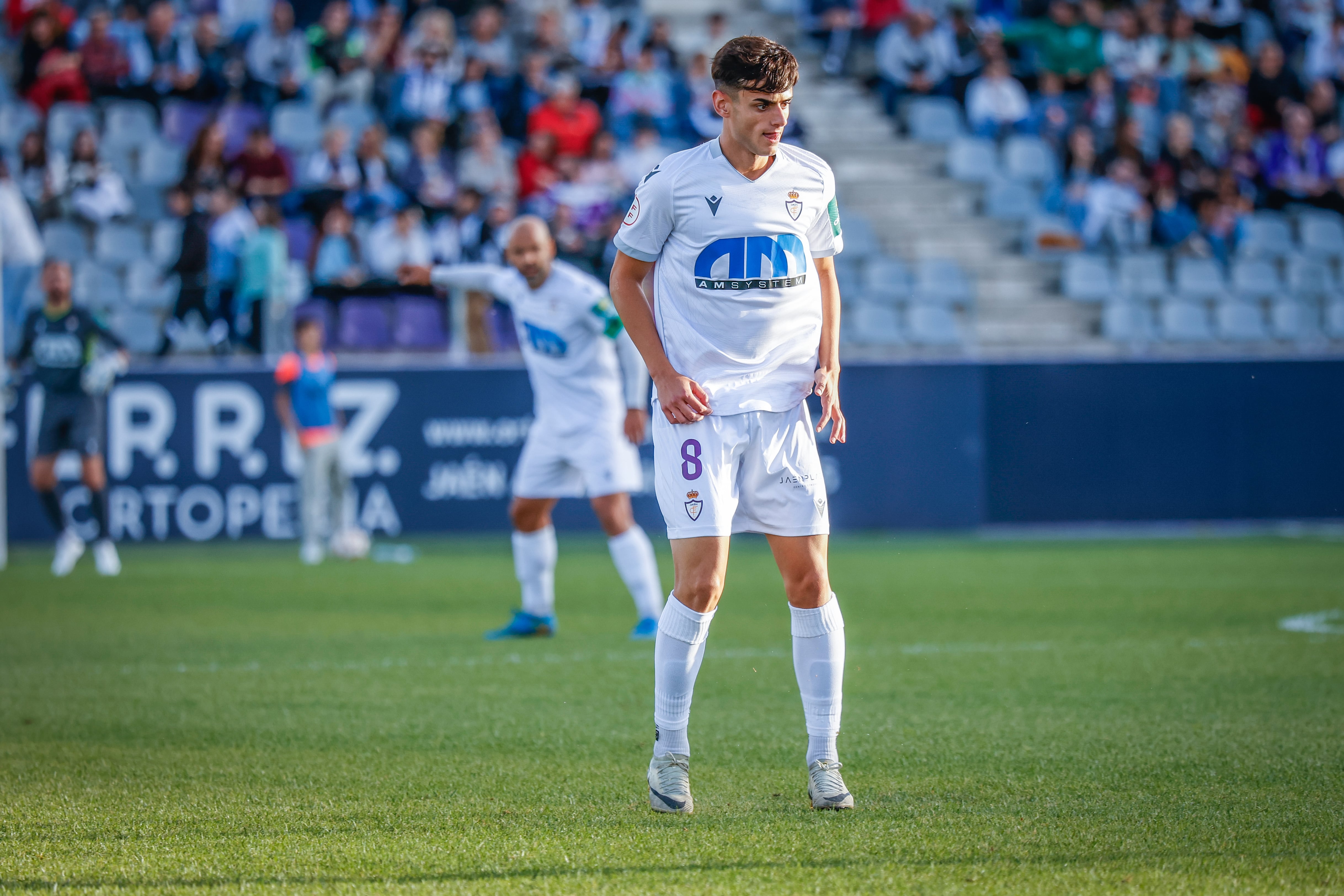 Soma, jugador del Real Jaén CF, en el partido ante el Atlético Porcuna.