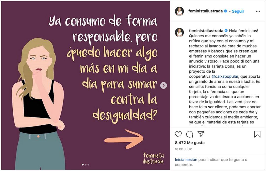 Captura de "Targeta Dona" en Instagram