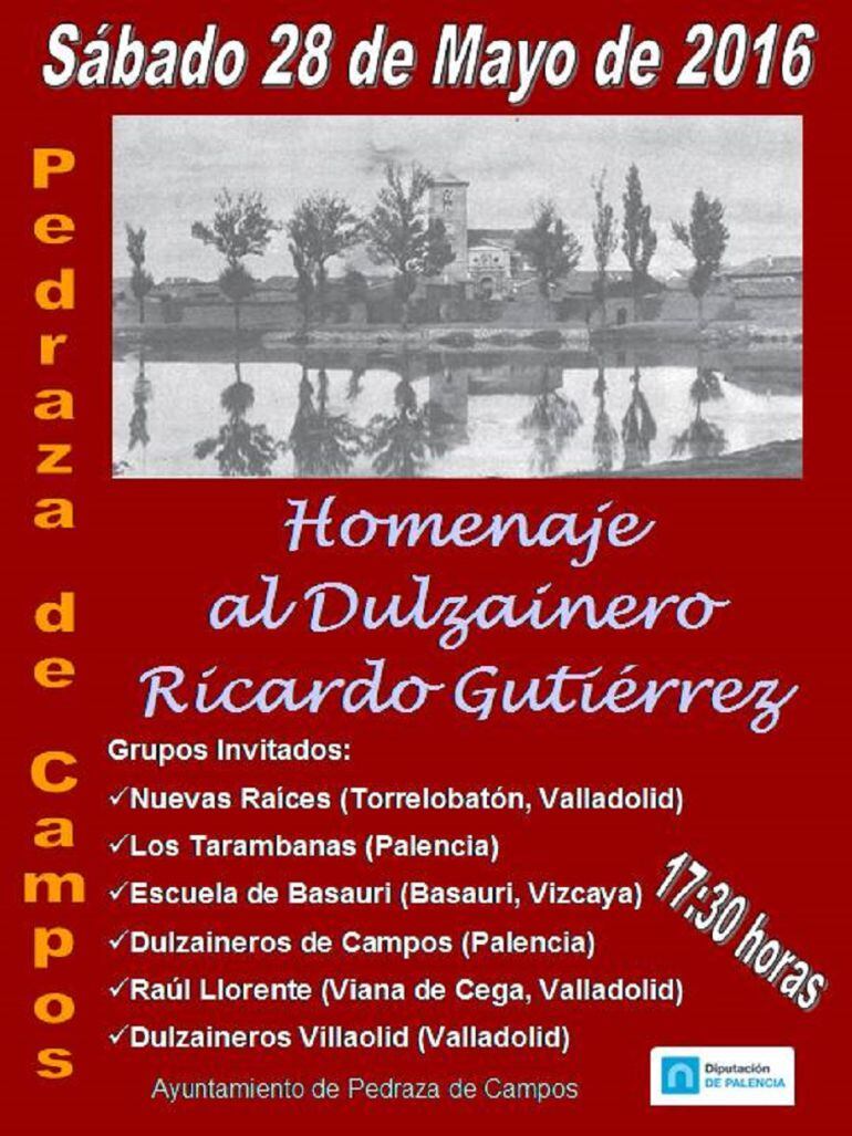 Cartel anunciador del homenaje que tendrá lugar el próximo 28 de mayo en Pedraza de Campos (Palencia)