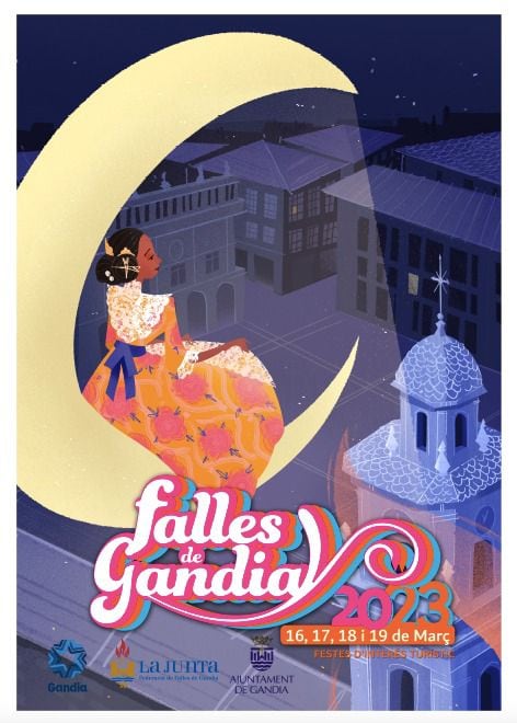 A la lluna de Gandia obra ganador del concurso de carteles de Fallas Tomàs Femenia 2023.