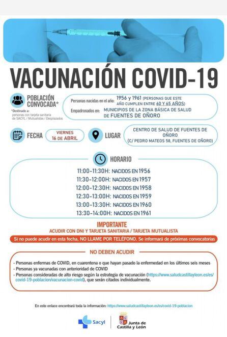 Información de la vacunación en Fuentes de Oñoro