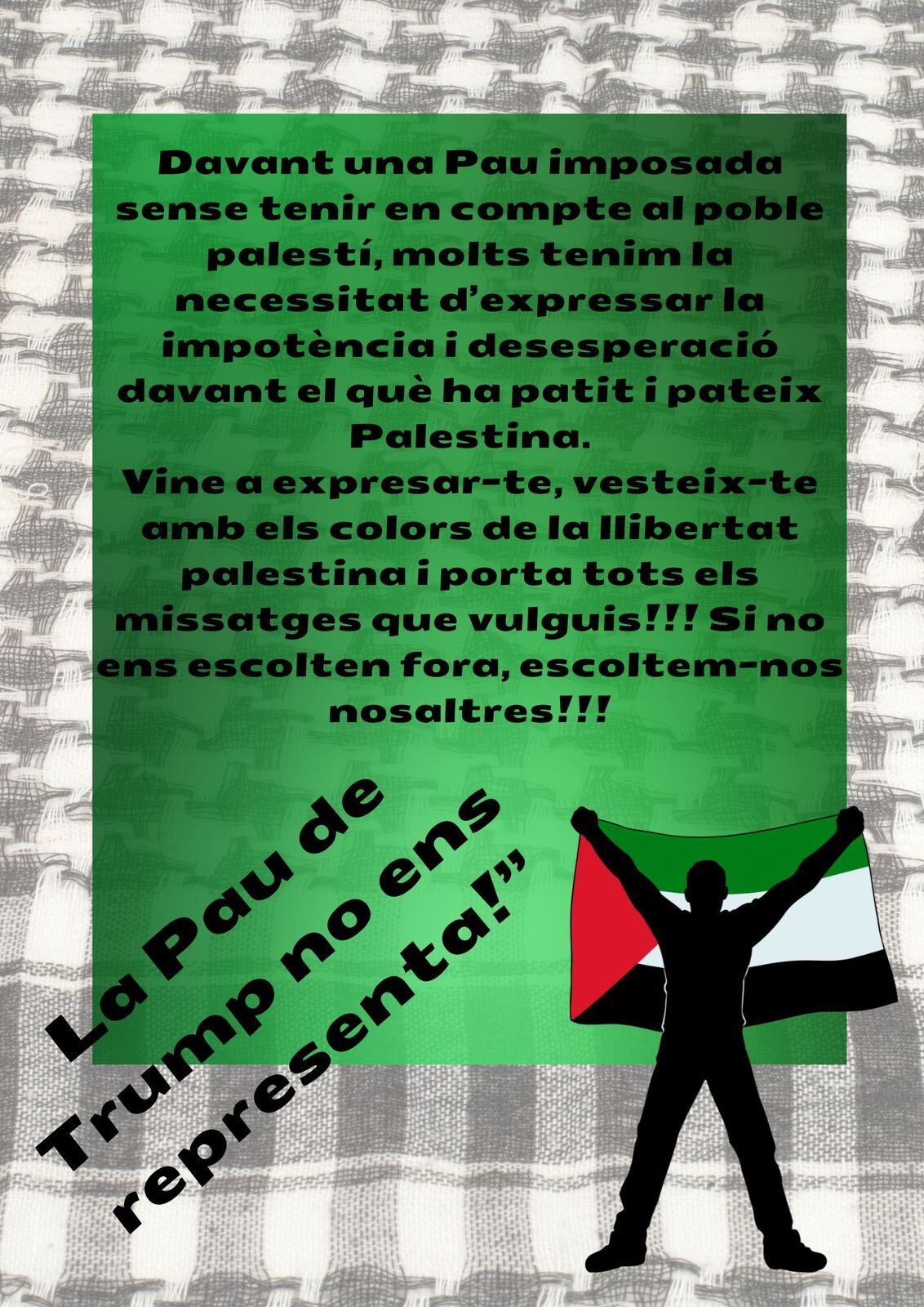 Cartell de difusió de la protesta de demà de Moviment Per Palestina