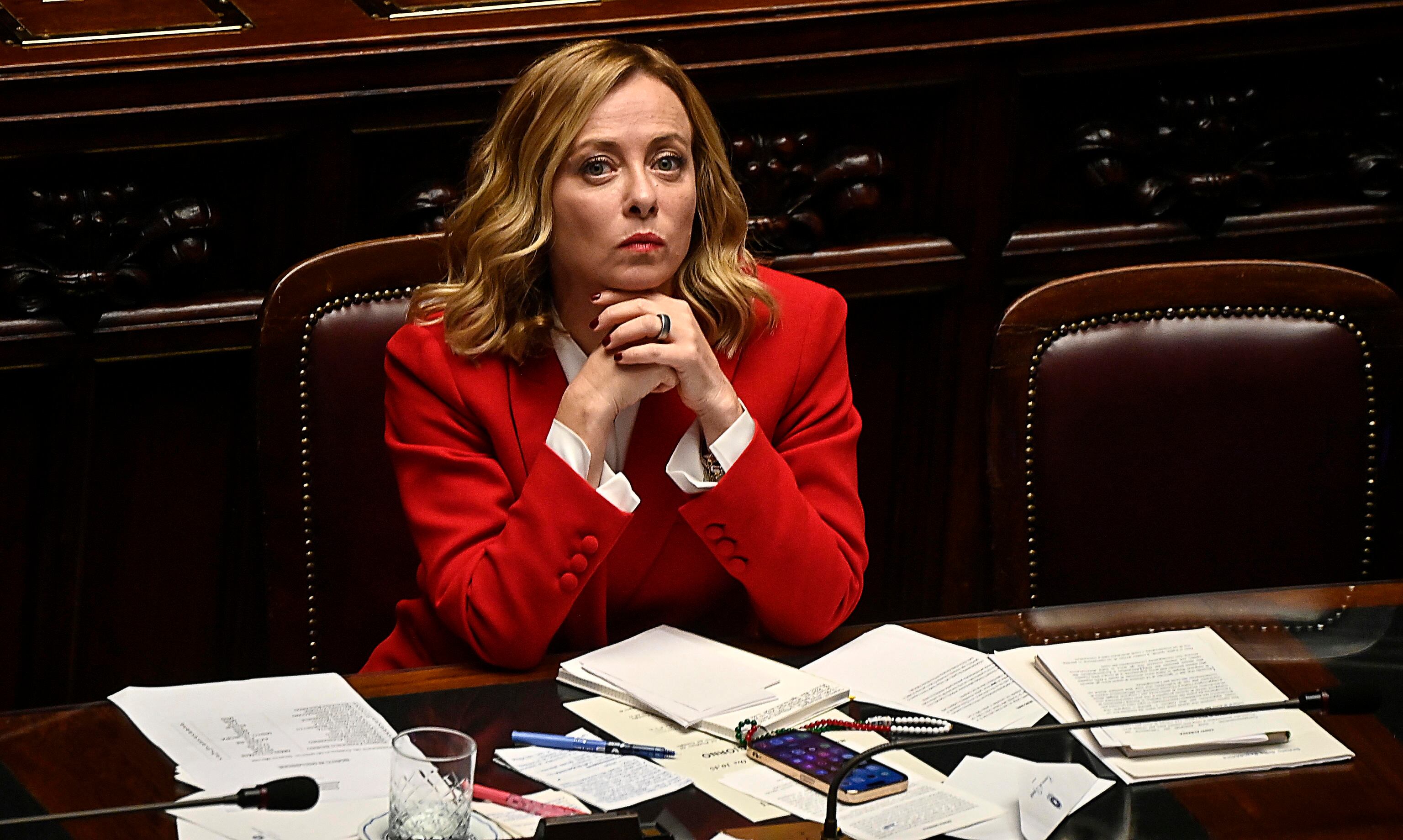 La primera ministra italiana, Giorgia Meloni, en el Parlamento de Italia