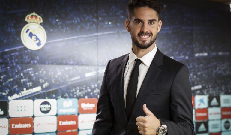 Isco, durante su acto de renovación con el Real Madrid