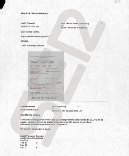 Documento con la transacción de Inassa