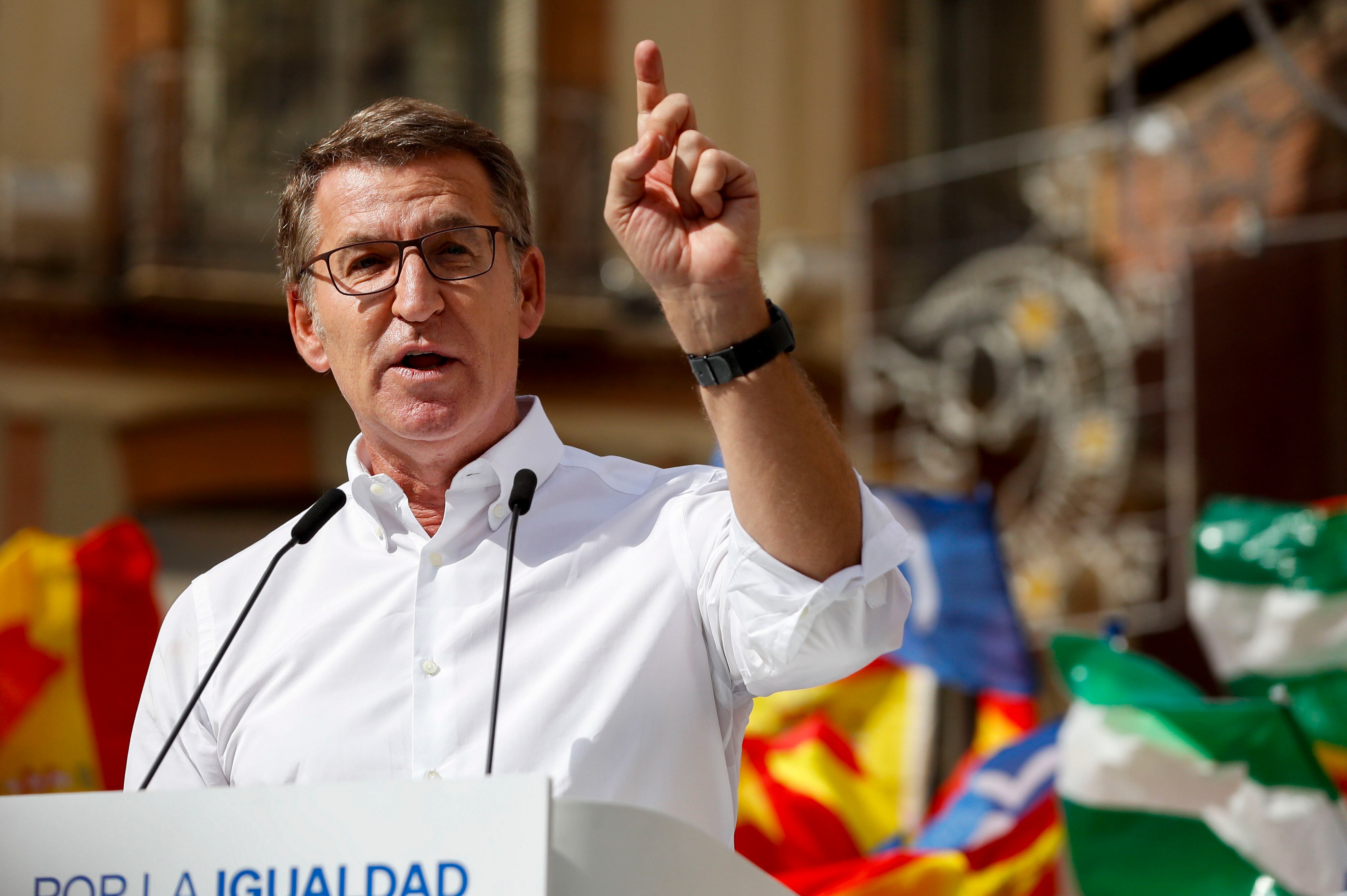 Alberto Núñez Feijóo en la manifestación contra la amnistía celebrada en Málaga