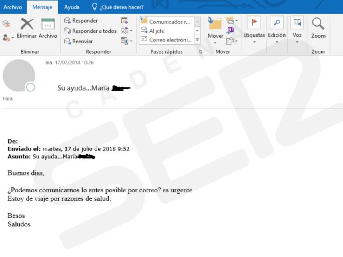 Si recibes un correo de una profesora de Tavera pidiendo dinero... es una estafa