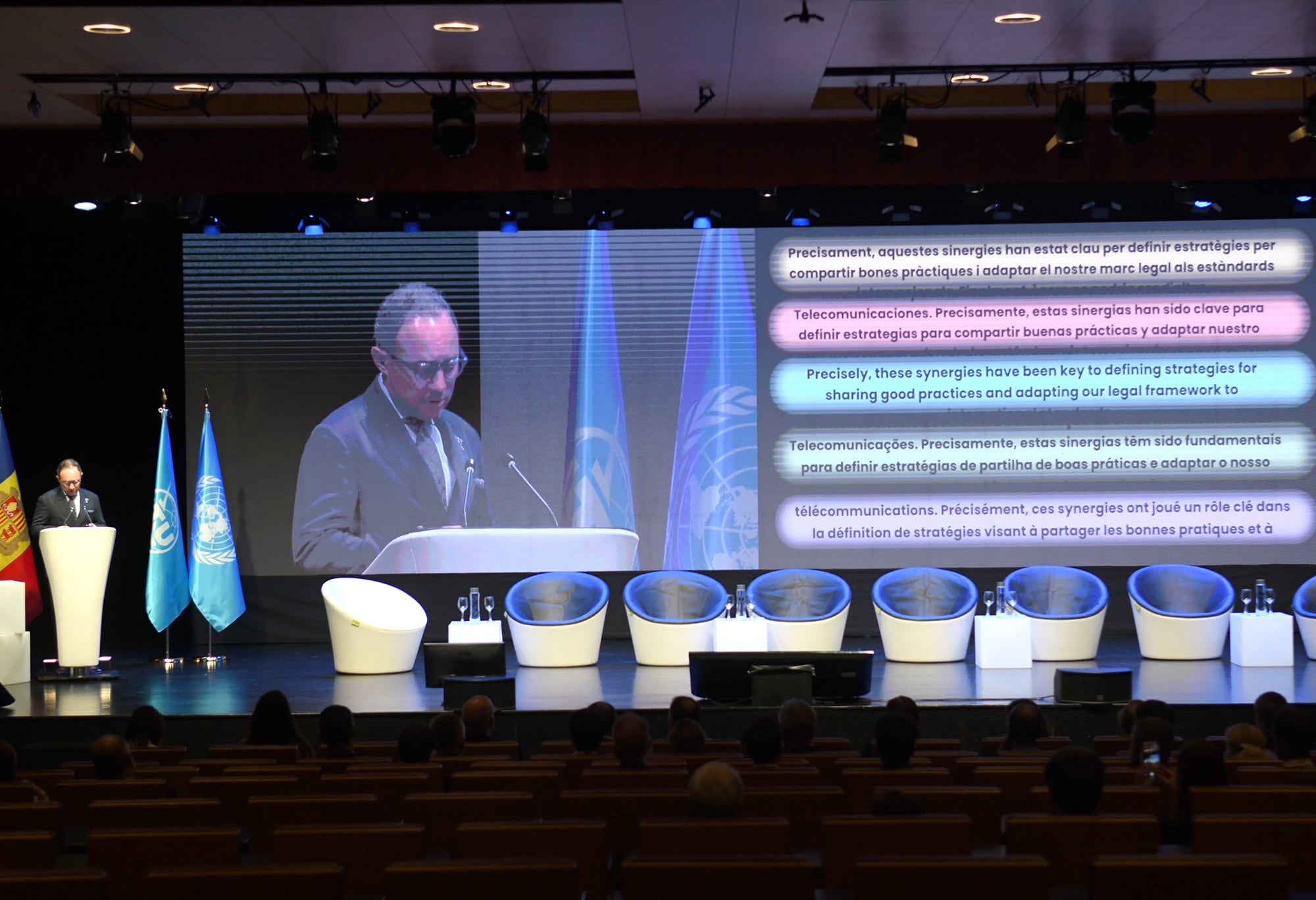 El cap de Govern, Xavier Espot, durant l'obertura del Forum Digital que avui s'ha centrat en la infància