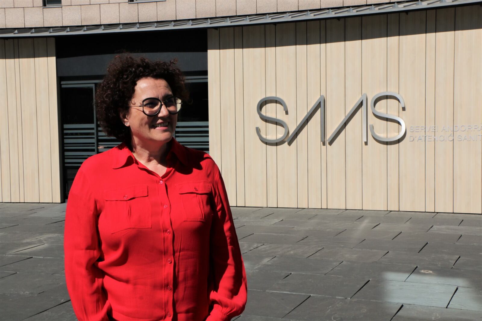 Judith Pallarés durant l'acte d'aquest matí, a l'hospital.