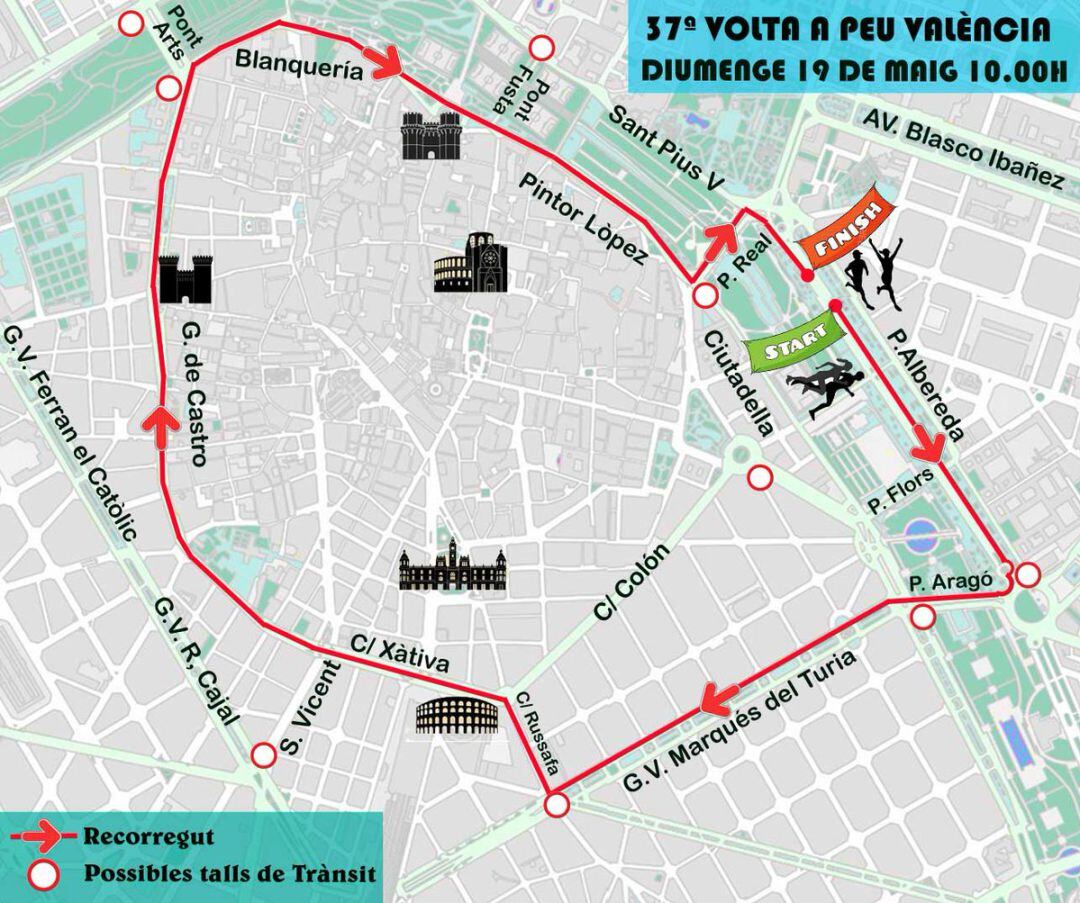Cortes de tráfico por la 37 Volta a Peu València