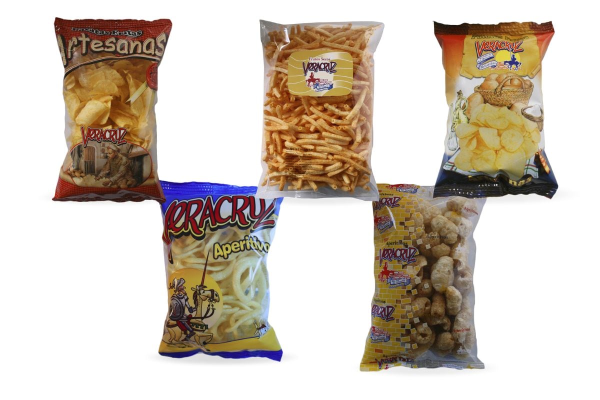 Imagen de las diferentes variedades que tenía Patatas Fritas Veracruz de Valdepeñas (Ciudad Real)