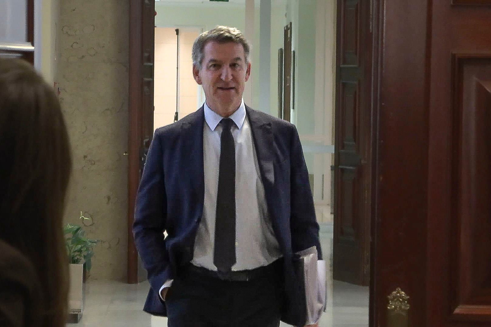  El presidente del PP, Alberto Núñez Feijóo a su llegada para declarar, en calidad de testigo y de forma telemática desde su despacho en el Congreso, ante la jueza que instruye la causa penal por la gestión de la dana.