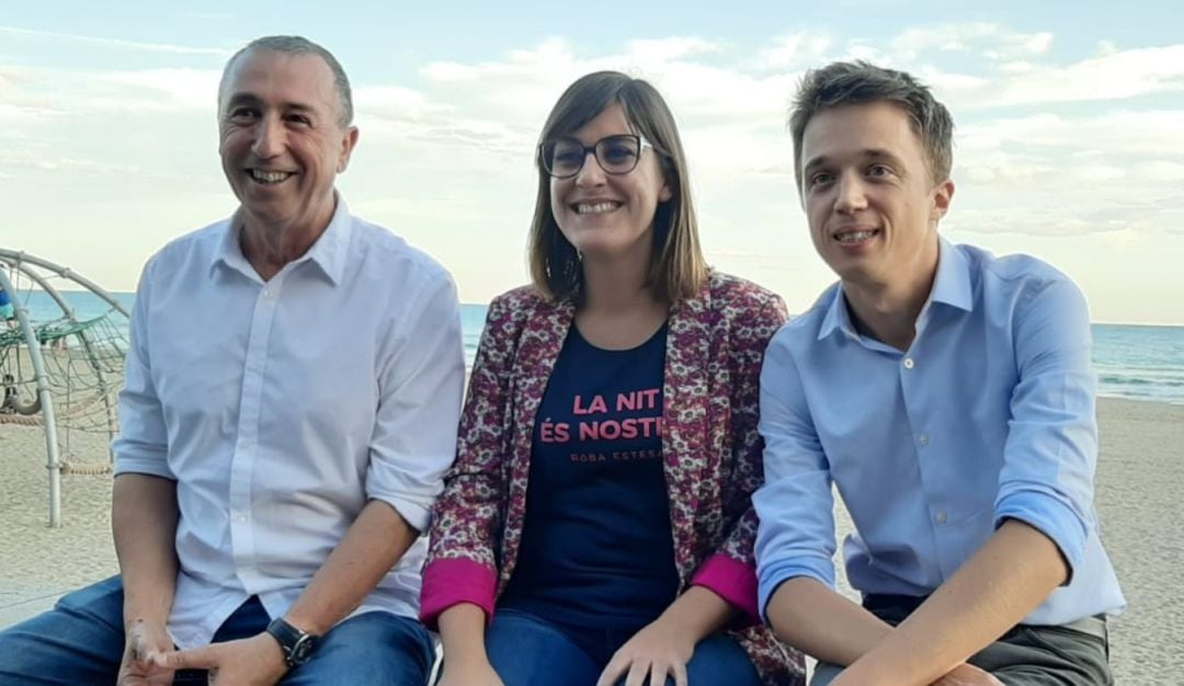 Joan Baldoví, Marta Sorlí e Iñigo Errejón en Benicàssim