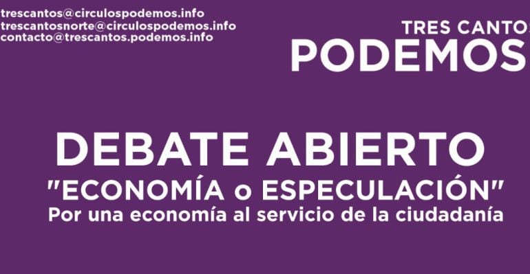 Cartel del acto de Podemos en Tres Cantos