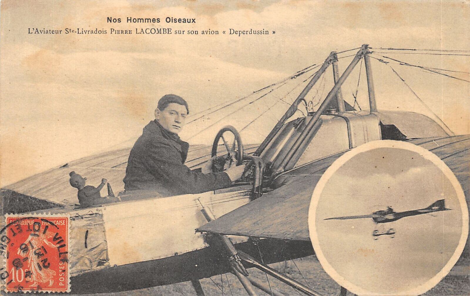 El aviador Lacombe, en una postal de época