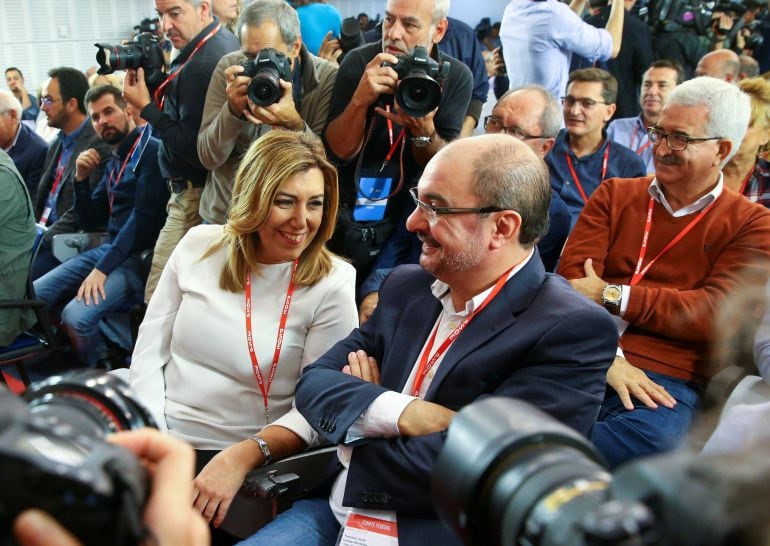 Susana Diaz (Andalucía) y Javier Lambán (Aragón), durante el Comité Federal. 