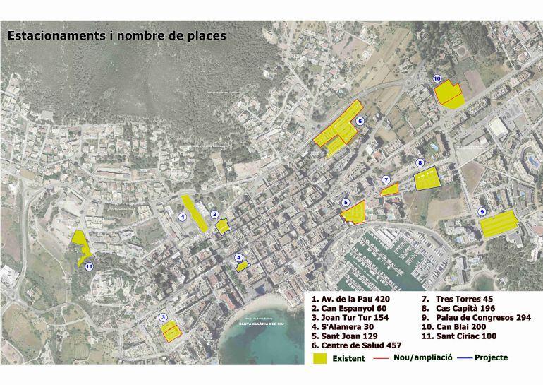 Plano de los nuevos estacionamientos